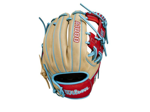 2024 A1000 1786 11.5” Infield Baseball Glove Blonde/Red/Blue